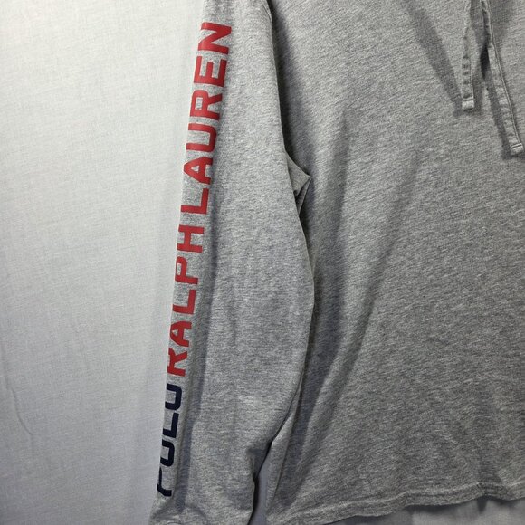Polo Ralph Lauren Quarter Zip Hoodie Mens Medium Gray Big Pony Logo Spell Out - Picture 5 of 11